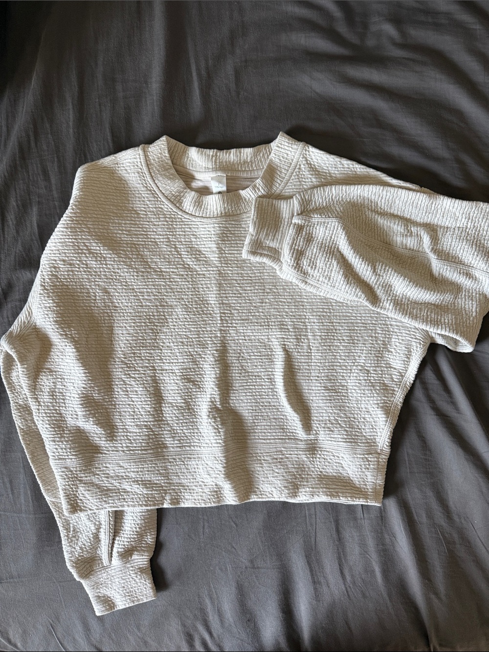 lululemon athletica Cropped Textured Crewneck Sweater in Off-White